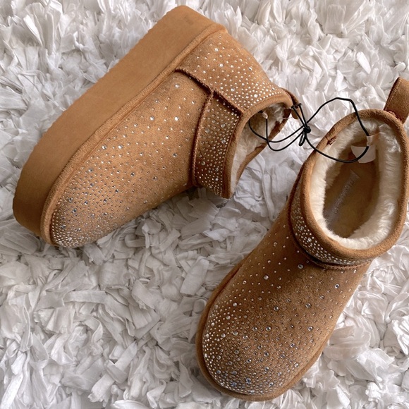 New Madden Girl Platform rhinestone tan boots booties 6.5 - Picture 4 of 11